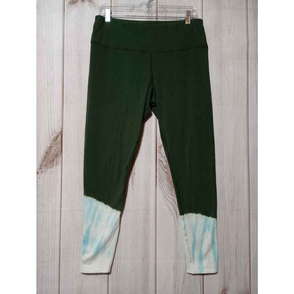 J. Jill Fit Breathe Cotton Leggings Medium Green Tie Dye Dip Dye Ankle Stretch